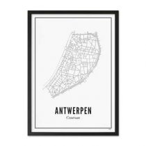WIJCK. Antwerpen Print in Lijst 21 x 30 cm Wanddecoratie & -planken Wit Hout