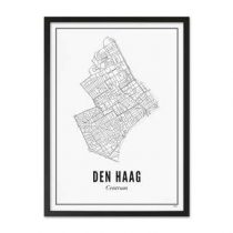 WIJCK. Den Haag Centrum Print in Lijst 21 x 30 cm Wanddecoratie & -planken Wit Hout