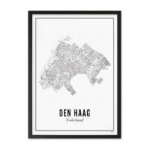WIJCK. Den Haag Stad Print in Lijst 21 x 30 cm Wanddecoratie & -planken Wit Hout