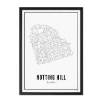 WIJCK. Londen Notting Hill Print in Lijst 21 x 30 cm Wanddecoratie & -planken Wit Hout