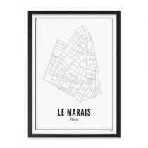 WIJCK. Parijs Le Marais Print in Lijst 21 x 30 cm Wanddecoratie & -planken Wit Hout
