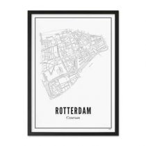 WIJCK. Rotterdam Centrum Print in Lijst 21 x 30 cm Wanddecoratie & -planken Wit Hout