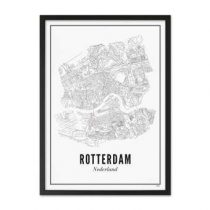 WIJCK. Rotterdam Stad Print in Lijst 21 x 30 cm Wanddecoratie & -planken Wit Hout