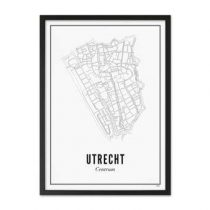 WIJCK. Utrecht Centrum Print in Lijst 21 x 30 cm Wanddecoratie & -planken Wit Hout