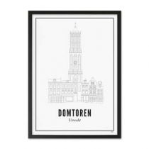 WIJCK. Utrecht Domtoren Print in Lijst 21 x 30 cm Wanddecoratie & -planken Wit Hout