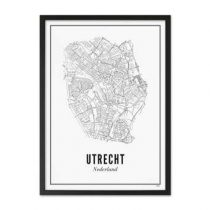 WIJCK. Utrecht Stad Print in Lijst 21 x 30 cm Wanddecoratie & -planken Wit Hout