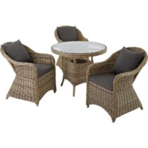 tectake Aluminium Wicker luxe zitgroep met 3 stoelen en een tafel Tuinmeubelen Bruin Aluminium