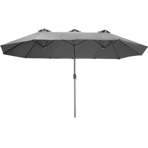 tectake Dubbele parasol Silia 460x270 in hoogte verstelbaar Zonwering Grijs Aluminium