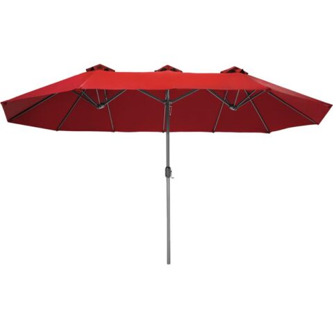 tectake Dubbele parasol Silia 460x270 in hoogte verstelbaar Zonwering Rood Aluminium