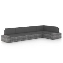 vidaXL 5-delige Loungeset met kussens poly rattan grijs Tuinmeubelen Grijs Polyamide