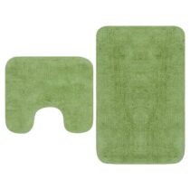 vidaXL Badmattenset stof groen 2-delig Badtextiel Groen Natuurlijk materiaal