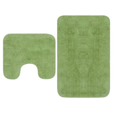 vidaXL Badmattenset stof groen 2-delig Badtextiel Groen Natuurlijk materiaal
