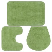 vidaXL Badmattenset stof groen 3-delig Badtextiel Groen Natuurlijk materiaal