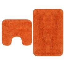 vidaXL Badmattenset stof oranje 2-delig Badtextiel Oranje Natuurlijk materiaal