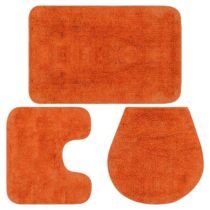 vidaXL Badmattenset stof oranje 3-delig Badtextiel Oranje Natuurlijk materiaal