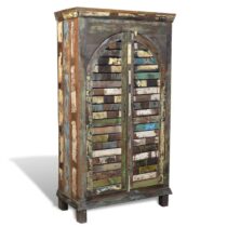 vidaXL Boekenkast met 3 schappen 2 deuren gerecycled hout meerkleurig Kasten Bruin Hout