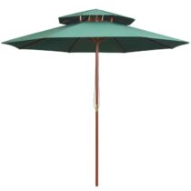 vidaXL Dubbeldekker parasol 270x270 cm houten paal groen Zonwering Groen Hout
