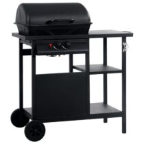 vidaXL Gasbarbecue met 3-laags zijtafel zwart Barbecues Zwart