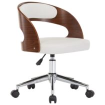 vidaXL Kantoorstoel draaibaar gebogen hout en kunstleer wit Stoelen Wit Kunstleer