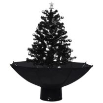 vidaXL Kerstboom sneeuwend met paraplubasis 75 cm PVC zwart Kerstdecoratie Zwart PVC