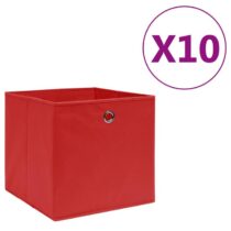 vidaXL Opbergboxen 10 st 28x28x28 cm nonwoven stof rood Opbergen Rood Natuurlijk materiaal