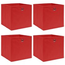 vidaXL Opbergboxen 4 st 32x32x32 cm stof rood Opbergen Rood Natuurlijk materiaal