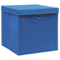 vidaXL Opbergboxen met deksels 10 st 28x28x28 cm blauw Opbergen Blauw Natuurlijk materiaal