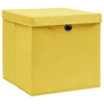 vidaXL Opbergboxen met deksels 10 st 28x28x28 cm geel Opbergen Geel Natuurlijk materiaal