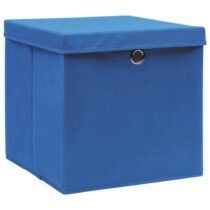 vidaXL Opbergboxen met deksels 4 st 28x28x28 cm blauw Opbergen Blauw Natuurlijk materiaal