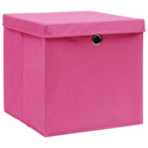 vidaXL Opbergboxen met deksels 4 st 28x28x28 cm roze Opbergen Roze Natuurlijk materiaal