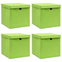 vidaXL Opbergboxen met deksels 4 st 32x32x32 cm stof groen Opbergen Groen Natuurlijk materiaal