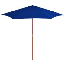 vidaXL Parasol met houten paal 270 cm blauw Zonwering Blauw Hout