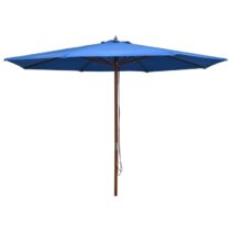 vidaXL Parasol met houten paal 350 cm blauw Zonwering Blauw Hout