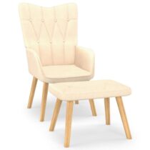 vidaXL Relaxstoel met voetenbank stof crèmekleurig Stoelen Crème Kunststof
