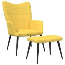 vidaXL Relaxstoel met voetenbank stof mosterdgeel Stoelen Geel Kunststof
