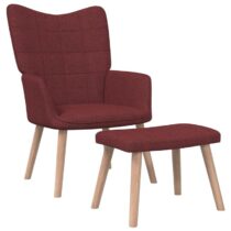 vidaXL Relaxstoel met voetenbank stof wijnrood Stoelen Rood Kunststof