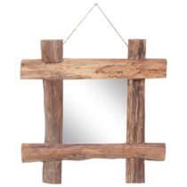 vidaXL Spiegel houtblokken 50x50 cm massief gerecycled hout naturel Spiegel Bruin Hout