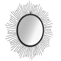 vidaXL Tuin wandspiegel sunburst 80 cm zwart Spiegel Zwart Staal