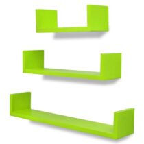 vidaXL Wandplanken U-vormig MDF zwevend voor boeken/dvd 3 st groen Wanddecoratie Groen MDF