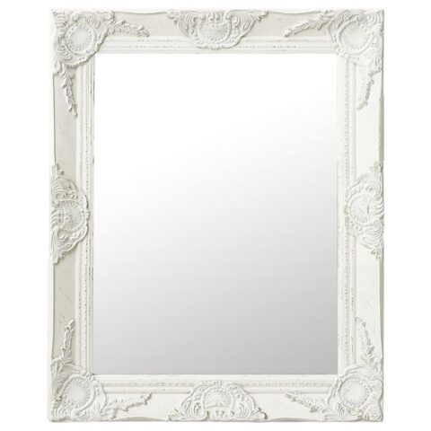 vidaXL Wandspiegel barok stijl 50x60 cm wit Spiegel Wit Hout