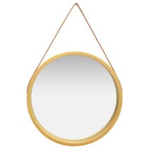 vidaXL Wandspiegel met band 60 cm goudkleurig Spiegel Goud Hout