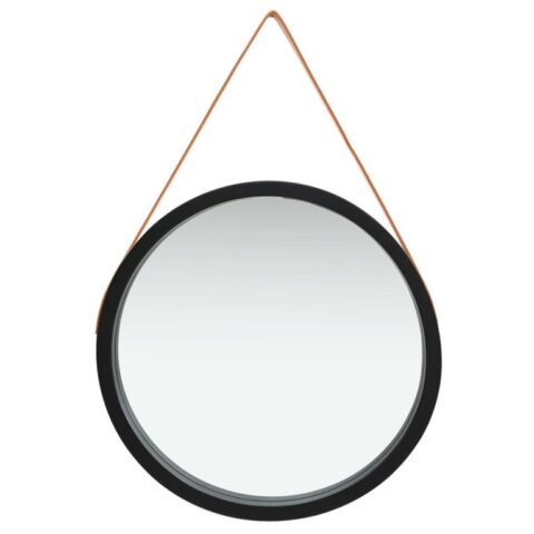 vidaXL Wandspiegel met band 60 cm zwart Spiegel Zwart Hout