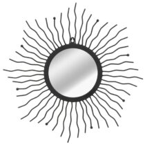 vidaXL Wandspiegel sunburst 60 cm zwart Spiegel Zwart Staal
