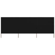 vidaXL Windscherm 3-panelen 400x120 cm stof zwart Zonwering Zwart Hout