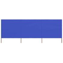 vidaXL Windscherm 3-panelen 400x80 cm stof azuurblauw Zonwering Blauw Hout