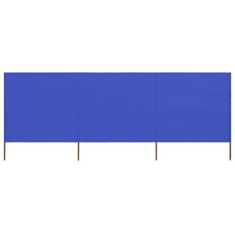 vidaXL Windscherm 3-panelen 400x80 cm stof azuurblauw Zonwering Blauw Hout