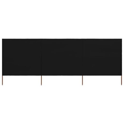 vidaXL Windscherm 3-panelen 400x80 cm stof zwart Zonwering Zwart Hout
